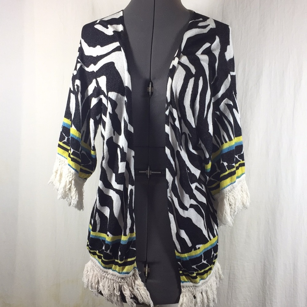 Adore Open Front Fringed Cardigan Size M
